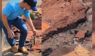 ASFALTO INAUGURADO NO ANIVERSÁRIO DE CAMAPUÃ JÁ APRESENTA PROBLEMAS E GERA INDIGNAÇÃO ENTRE MORADORES