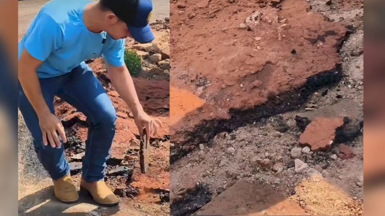 ASFALTO INAUGURADO NO ANIVERSÁRIO DE CAMAPUÃ JÁ APRESENTA PROBLEMAS E GERA INDIGNAÇÃO ENTRE MORADORES